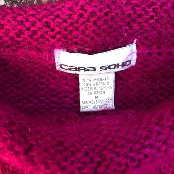 Vintage 1990’s raspberry fuzzy mohair cropped sweater M - Picture 2 of 4